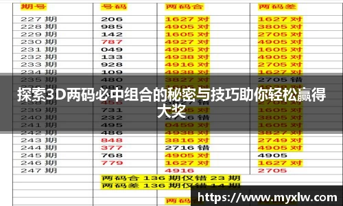 探索3D两码必中组合的秘密与技巧助你轻松赢得大奖